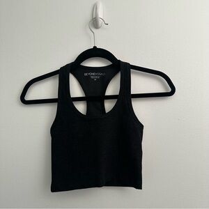 Beyond Yoga heathered black sports bra tank